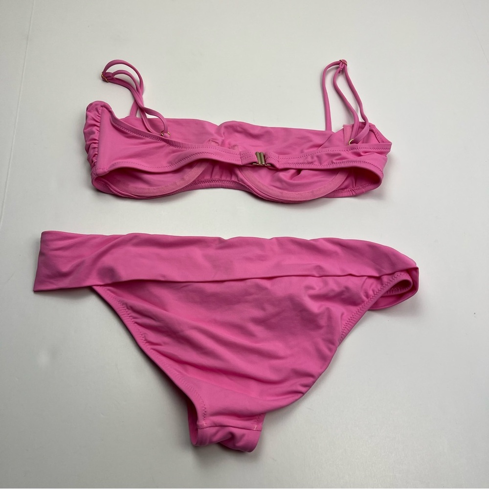 Melissa Odabash Pink Two‎ Piece Bikini Gold Accent Womens Size 8 Summer Vacation - Picture 13 of 13